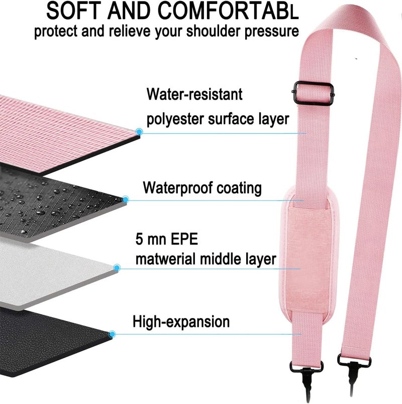 AREYLO Shoulder Strap, Durable 55" Universal Replacement Laptop Shoulder Strap, Adjustable Comfortable Belt with Metal Hooks for Briefcase, Computer Messenger Bag, Laptop Case Luggage/Duffel/Camera, (Pink) - Image 5